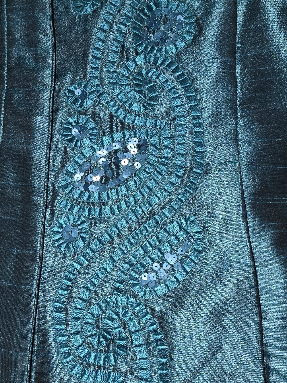 Chico's Teal Embellished Satin-Blend Jacket - Picture 8 of 12